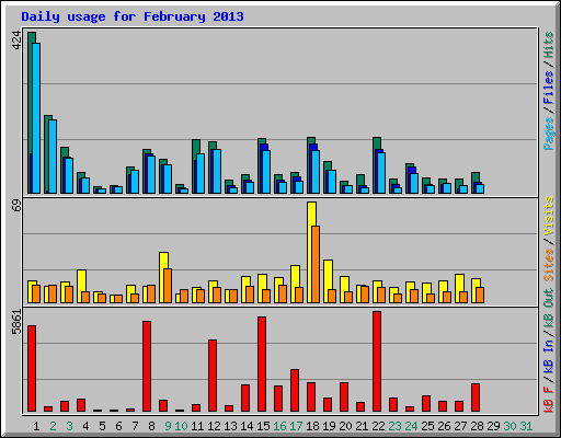 Daily usage for February 2013