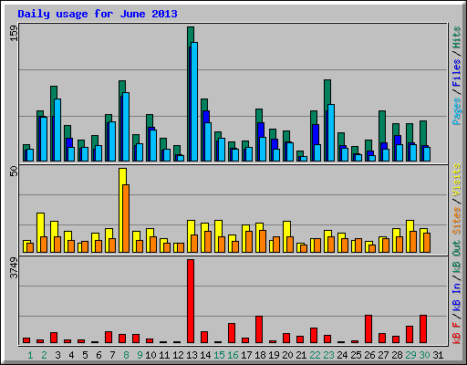 Daily usage for June 2013