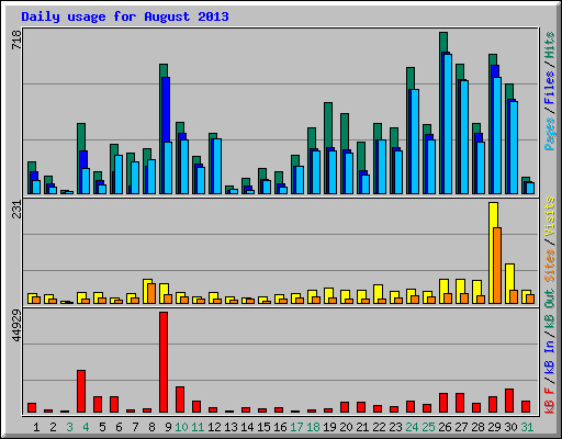 Daily usage for August 2013