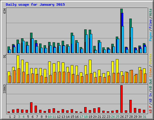 Daily usage for January 2015