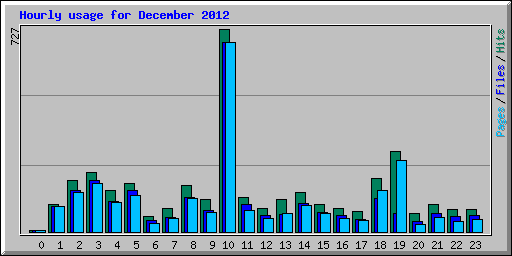 Hourly usage for December 2012