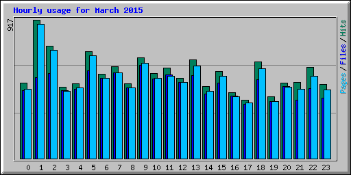 Hourly usage for March 2015